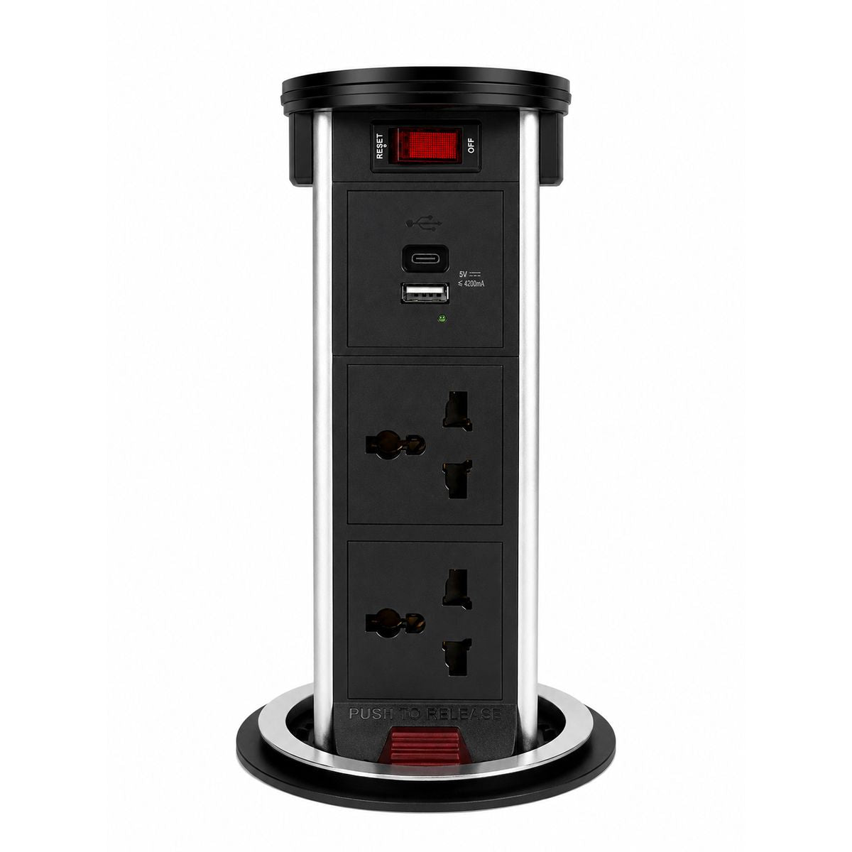 Avetron Pop-Up Power Outlet with 15W Wireless Charging, USB-A & USB-C Charger, Dual Universal Sockets