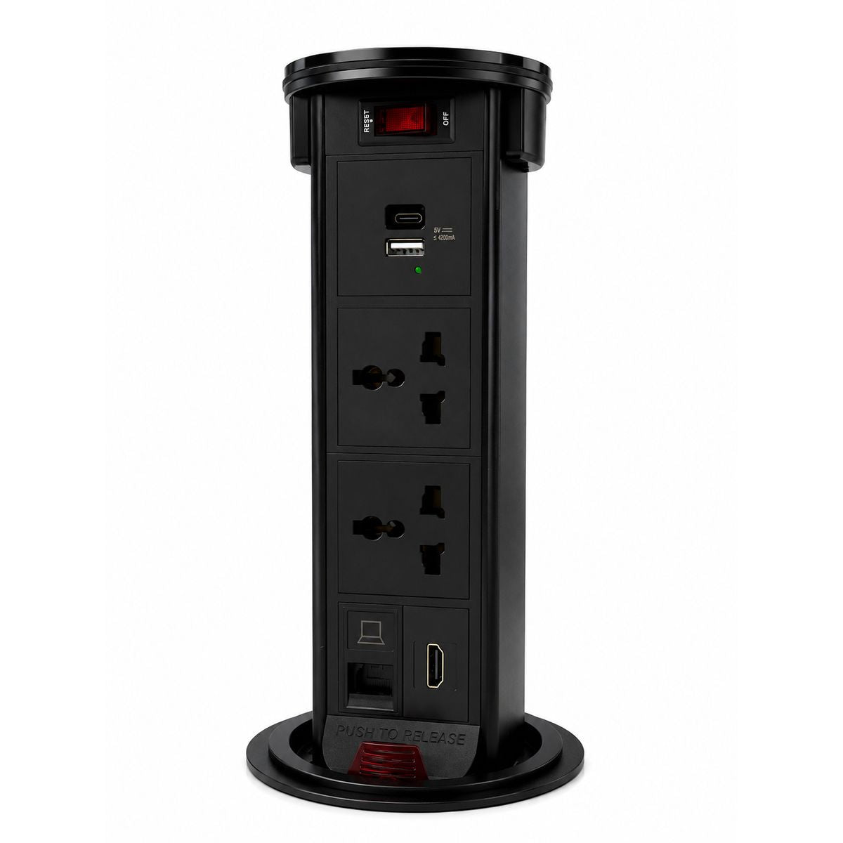 Avetron Pop-Up Power Outlet with 15W Wireless Charging, USB-A & USB-C, HDMI, CAT6 and Dual Universal Sockets