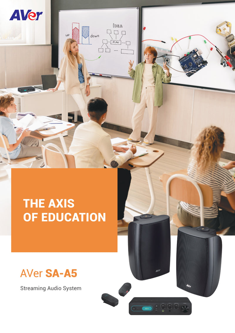 AVer SA-A5 Streaming Audio System with Teacher & Student Mics, Speakers, HDMI/USB, ALD Compatible – 5-Year Warranty