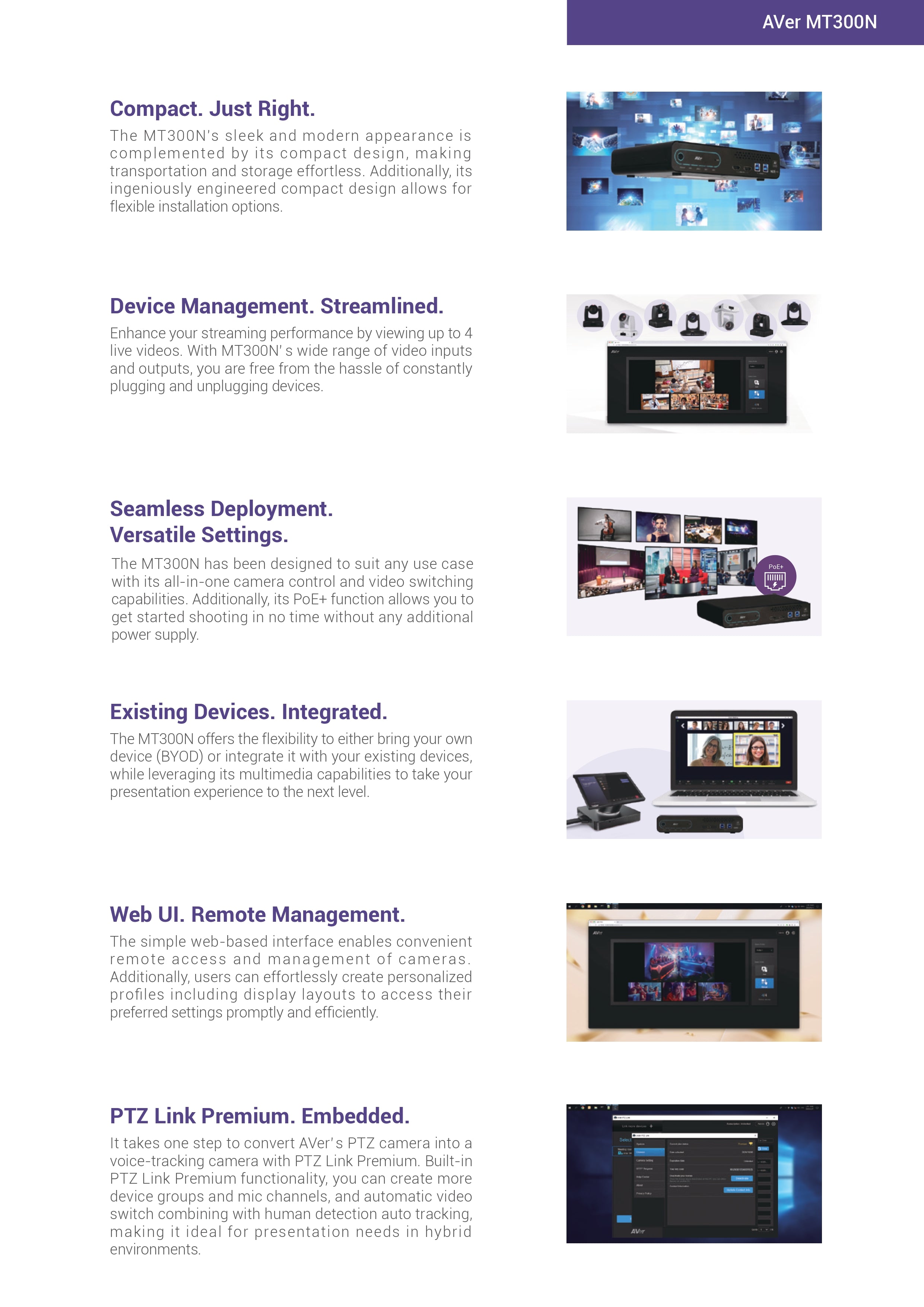 AVer MT300N Matrix Tracking Box with PTZ Link Premium, Voice Tracking,