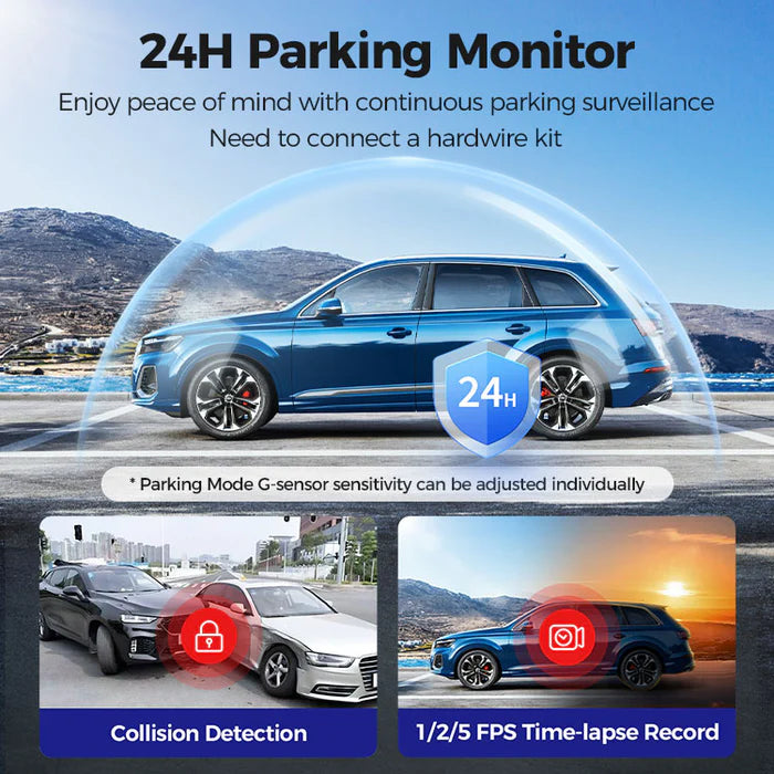 AZDome M360 2CH 4K Dash Cam with WiFi & GPS, Dual Channel Front & Rear Dashboard Camera, UHD 2160P Recording, 64GB Included, Night Vision, Parking Monitor, G-Sensor, Loop Recording