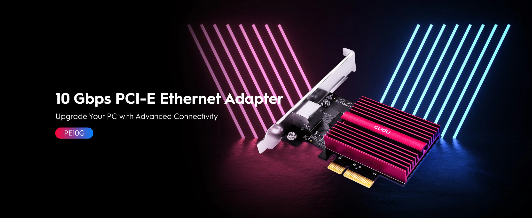 Cudy PE10G 1.0 Single‑Port 10 Gbps PCI‑E Ethernet Adapter (10G/5G/2.5G/1G/100M), Wake-on‑LAN & Energy‑Efficient
