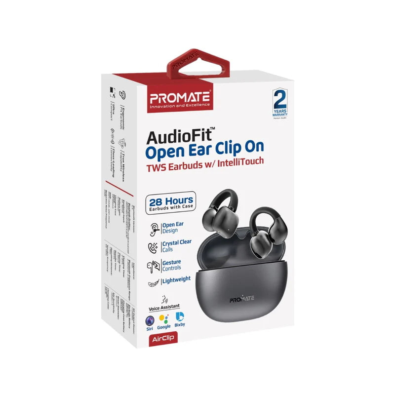 Promate AirClip AudioFit™ Open Ear Clip On TWS Earbuds w/ IntelliTouch