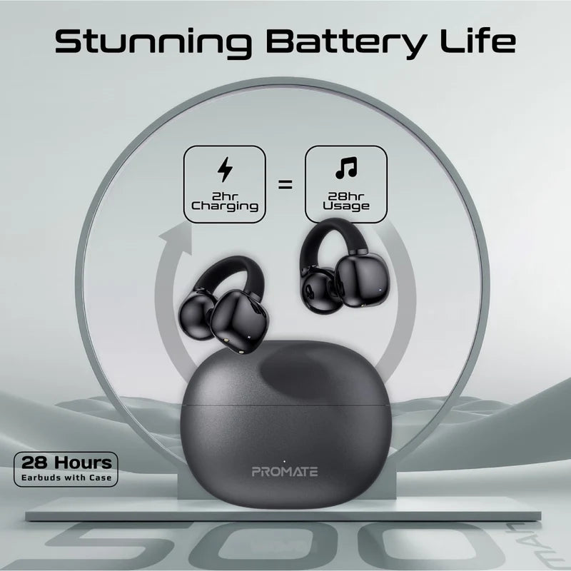 Promate AirClip AudioFit™ Open Ear Clip On TWS Earbuds w/ IntelliTouch