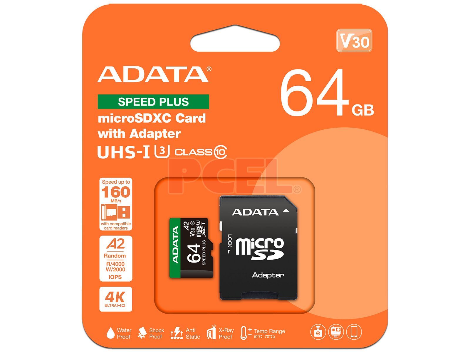 بطاقة ADATA SPEED PLUS MicroSDXC UHS-I U3 من الفئة 10 بسعة 64 جيجابايت 