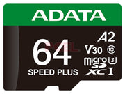 بطاقة ADATA SPEED PLUS MicroSDXC UHS-I U3 من الفئة 10 بسعة 64 جيجابايت 