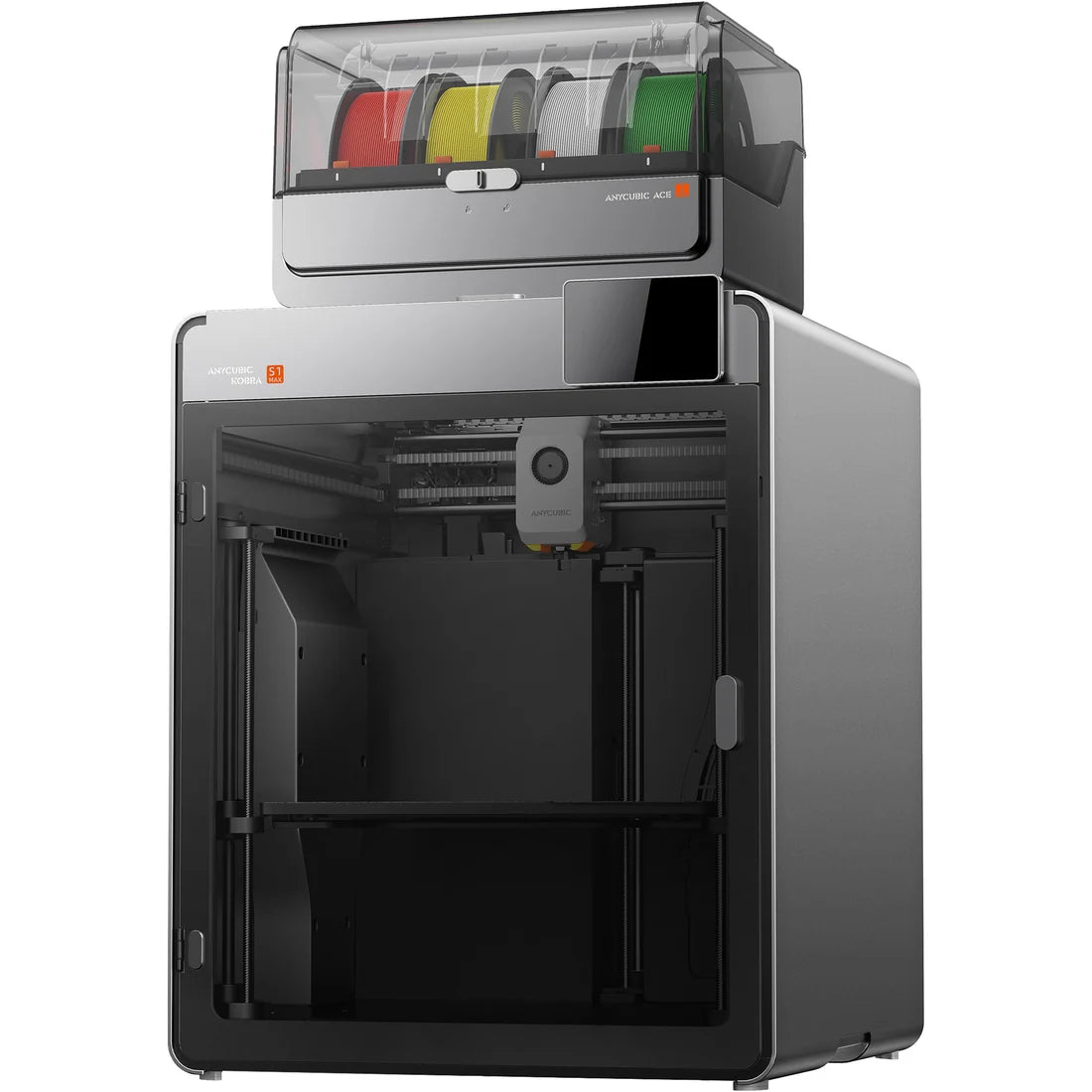 طابعة Anycubic Kobra S1 Max Combo ثلاثية الأبعاد، حجم بناء 350×350×350mm، CoreXY بسرعة 600mm/s، نظام ACE 2 Pro بأربعة ألوان، قابل للتوسعة إلى 16 لونًا، فوهة بدرجة حرارة 350°C، حجرة مُسخّنة بدرجة حرارة 65°C، تسوية تلقائية، كاميرا ذكاء اصطناعي