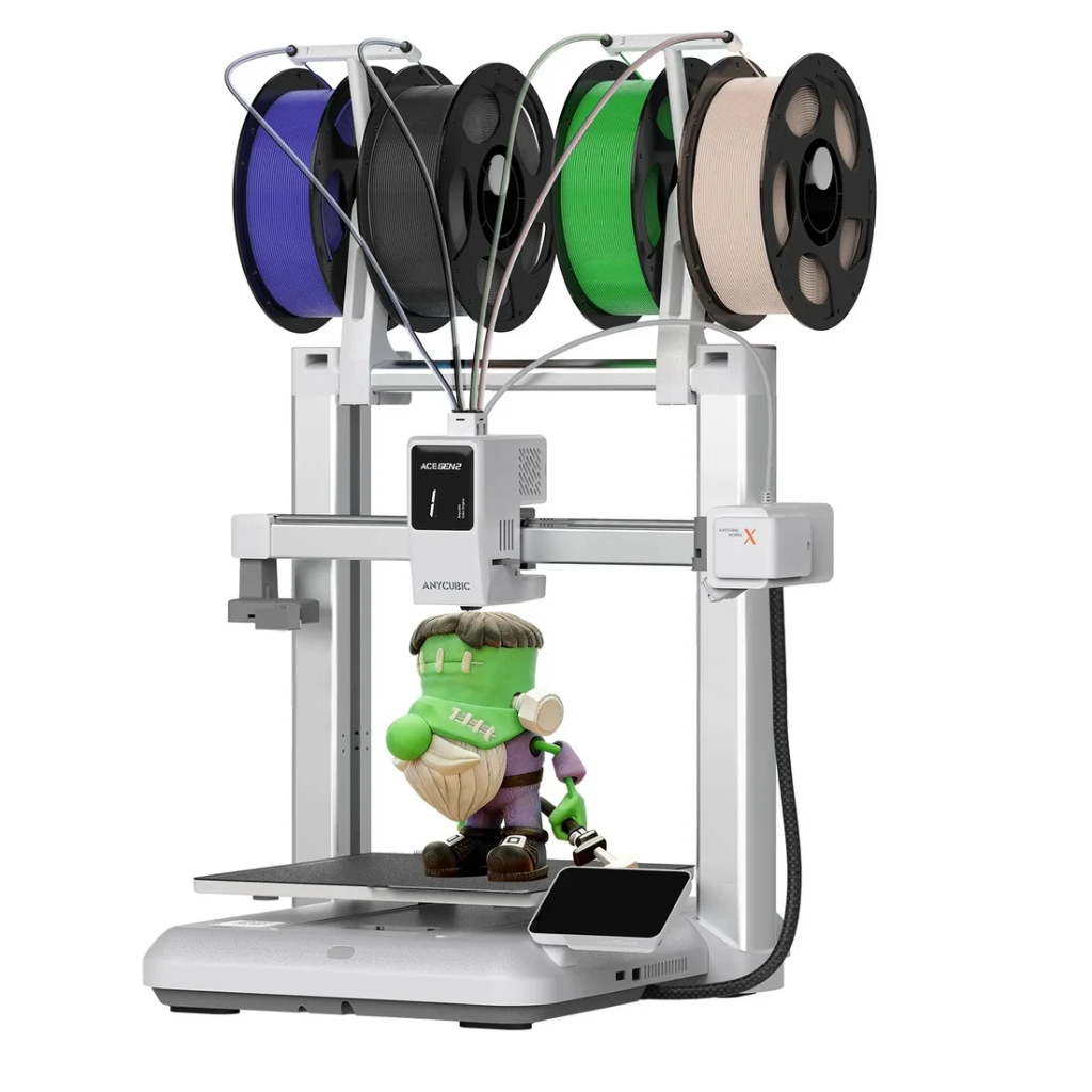 طابعة Anycubic Kobra X ثلاثية الأبعاد، حجم بناء 260×260×260mm، طباعة عالية السرعة تصل إلى 600mm/s، نظام ACE Gen 2 رباعي الألوان، فوهة من الفولاذ المقسّى بدرجة حرارة 300°C، تسوية تلقائية LeviQ 3.0، كاميرا ذكاء اصطناعي بدقة 720p، Wi-Fi