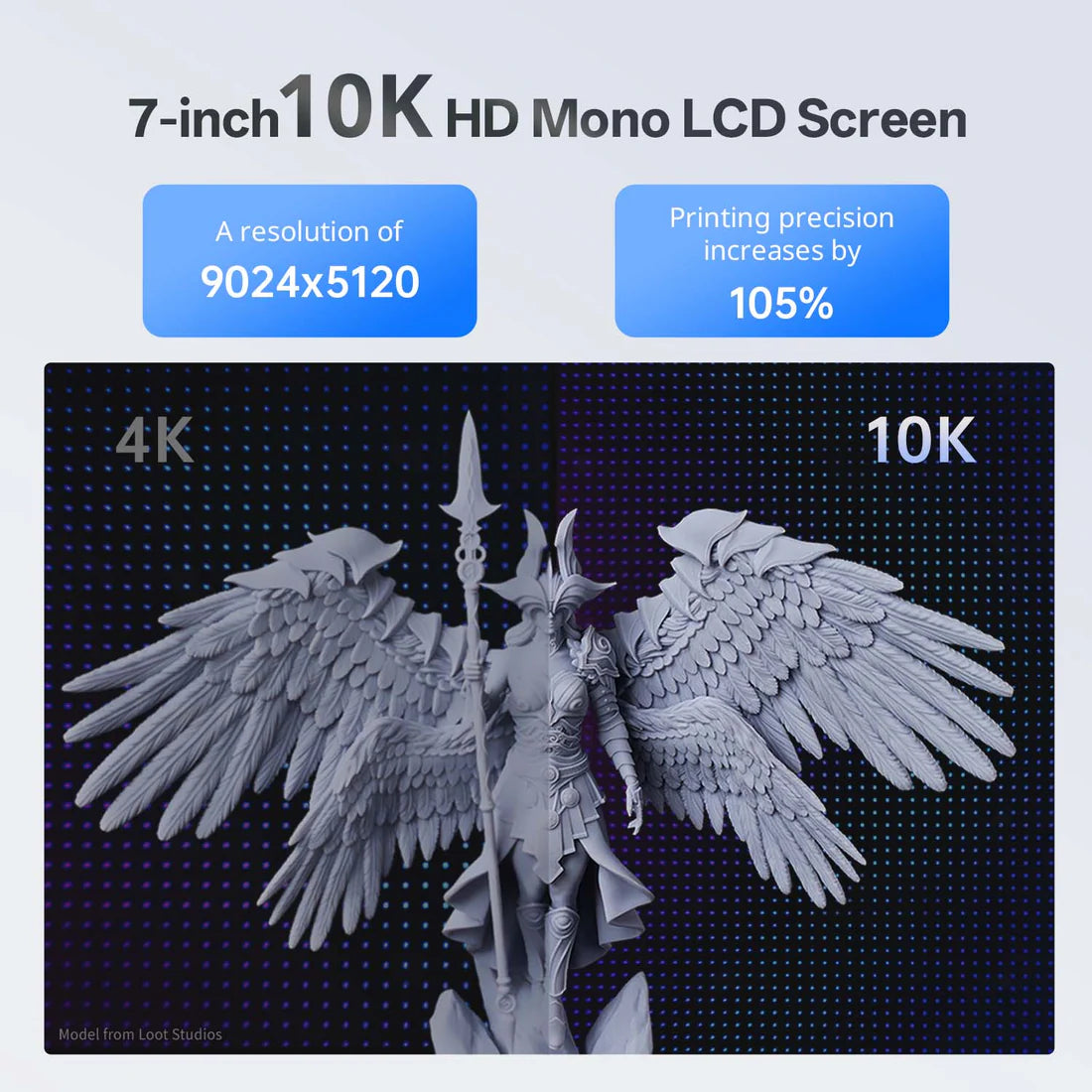 Anycubic Photon Mono 4 10K Resin 3D Printer , 7" 10K Monochrome LCD , 17×17μm XY Resolution , LightTurbo Matrix , 153.4×87×165mm Build Volume , Power-Loss Resume