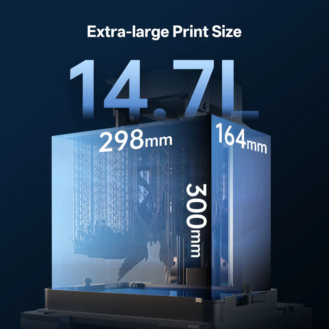 طابعة Anycubic Photon Mono M7 Max ثلاثية الأبعاد بالراتنج بدقة 7K، بحجم بناء كبير 298×164×300mm، وشاشة LCD أحادية اللون بدقة 7K، ودقة XY تبلغ 46μm، وتقنية LightTurbo 3.0، وطباعة MSLA كبيرة الحجم