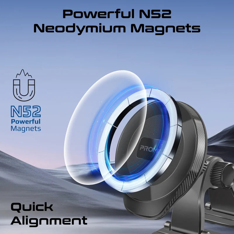 Promate ArcMount – حامل هاتف للسيارة بدون قاعدة مع 20 مغناطيسًا بتقنية MagGrip™ بزاوية دوران 360° للوحة القيادة المنحنية