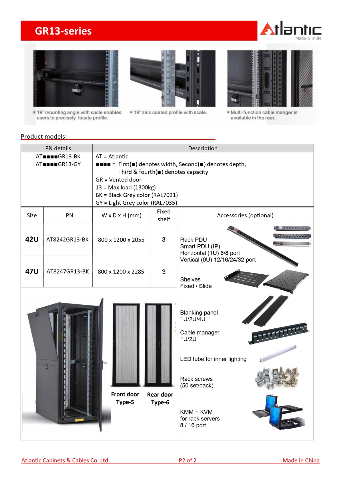 Atlantic Server Rack Cabinet - 80cm Extra Wide - 120cm Deep
