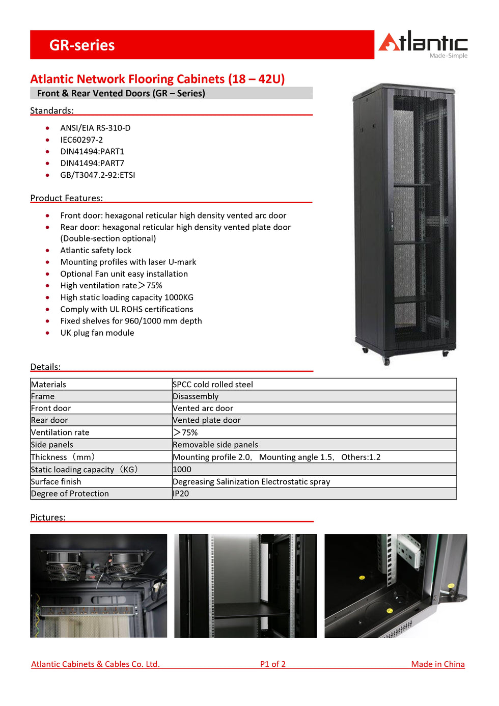Atlantic 42U 1000KG Server Rack Cabinet - 80cm Extra Wide - 100cm Deep ...