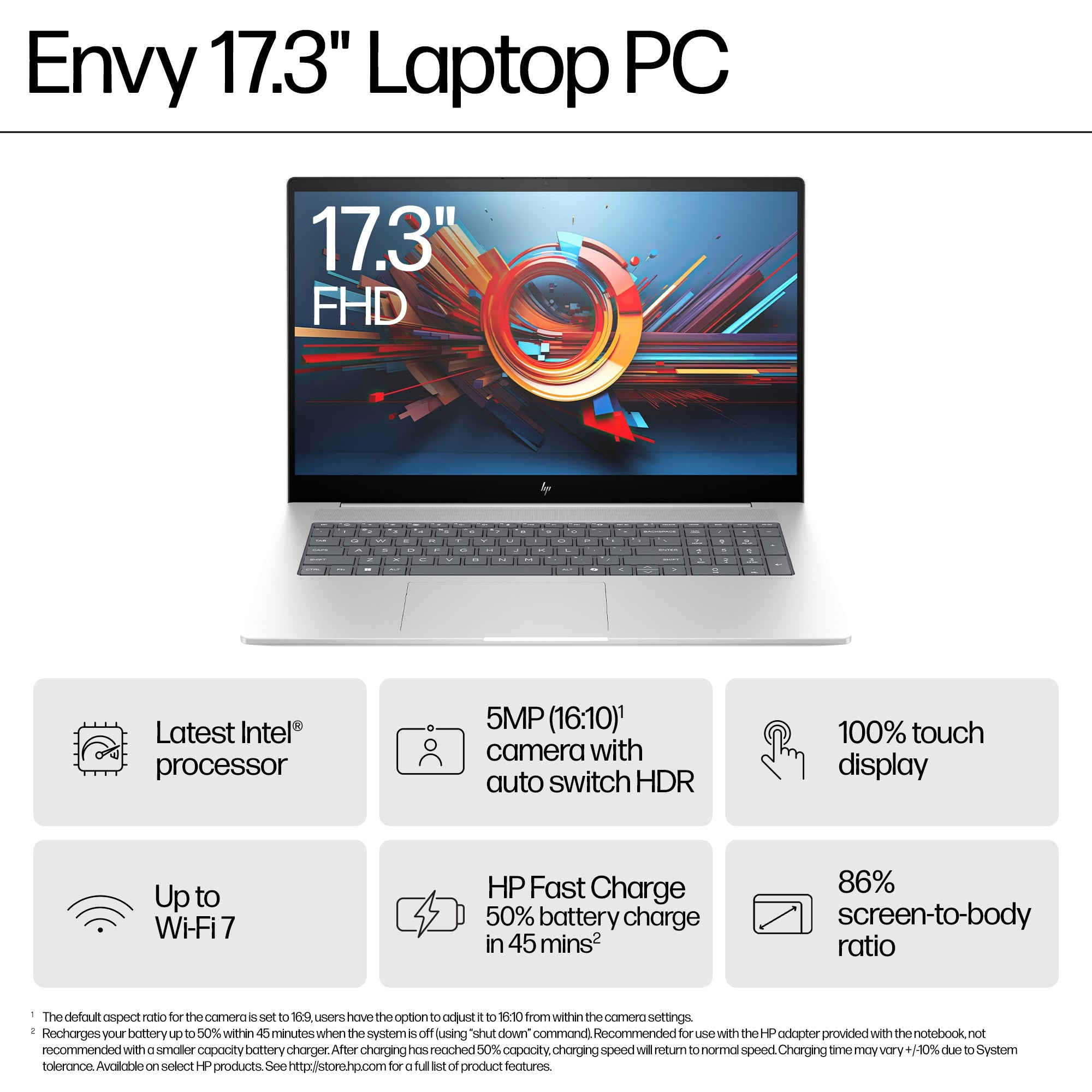 HP Envy 17T-DA0097NR Laptop - 17.3" FHD Touch Screen - Ultra 7 155H - 32GB RAM - 1TB SSD - RTX 3050 4GB - WIN 11 Home