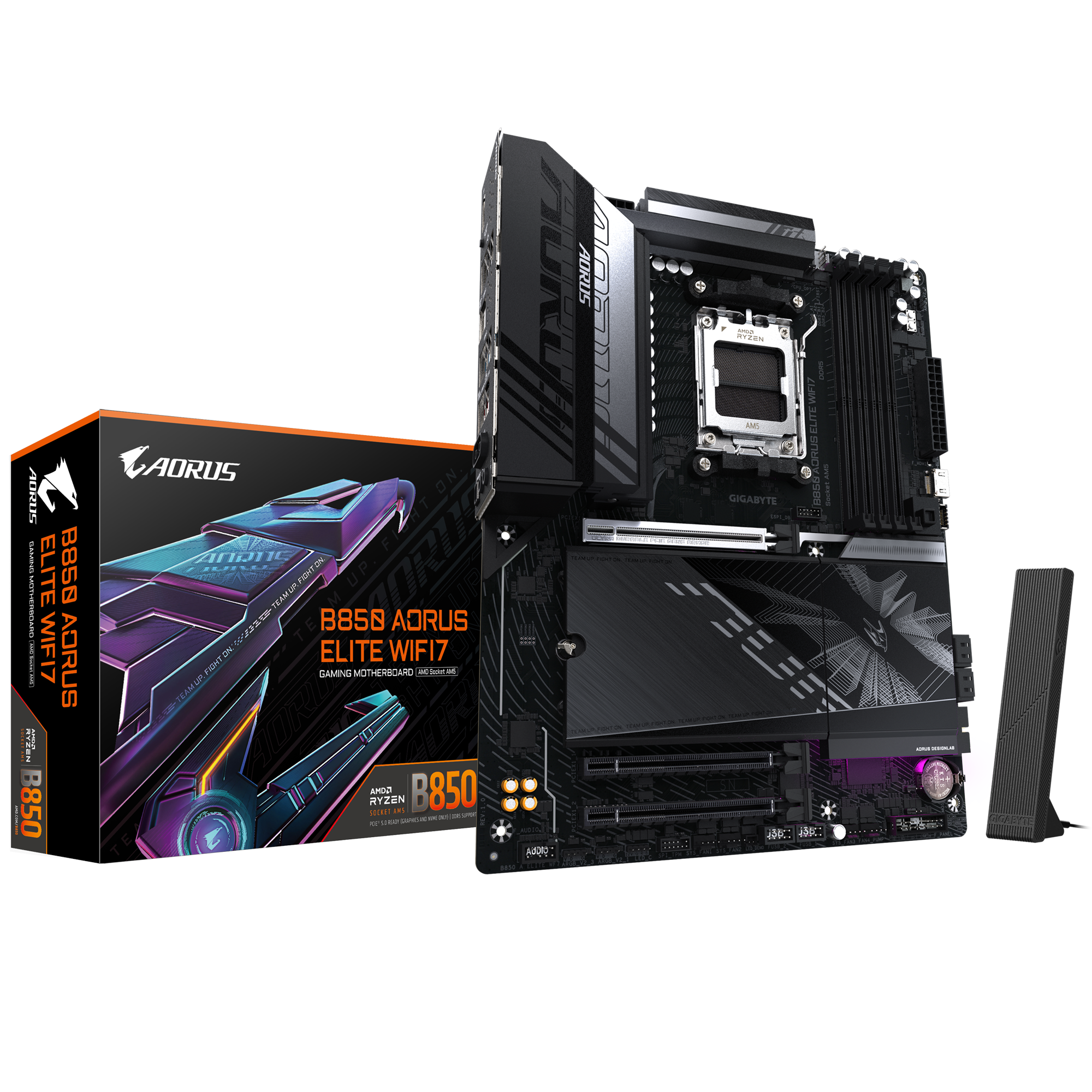 لوحة أم GIGABYTE B850 AORUS ELITE WiFi7 (الإصدار 1.x) mATX - AM5، DDR5 8200 OC، PCIe 5.0، Wi‑Fi 7، ثلاث فتحات M.2، شبكة LAN 2.5 GbE