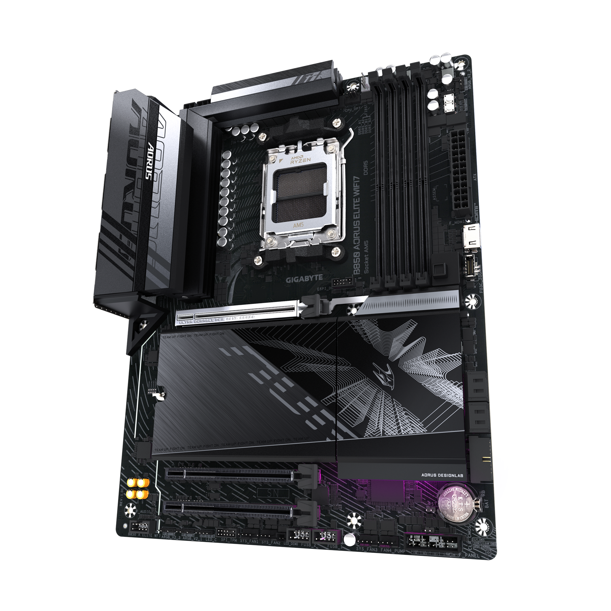 لوحة أم GIGABYTE B850 AORUS ELITE WiFi7 (الإصدار 1.x) mATX - AM5، DDR5 8200 OC، PCIe 5.0، Wi‑Fi 7، ثلاث فتحات M.2، شبكة LAN 2.5 GbE