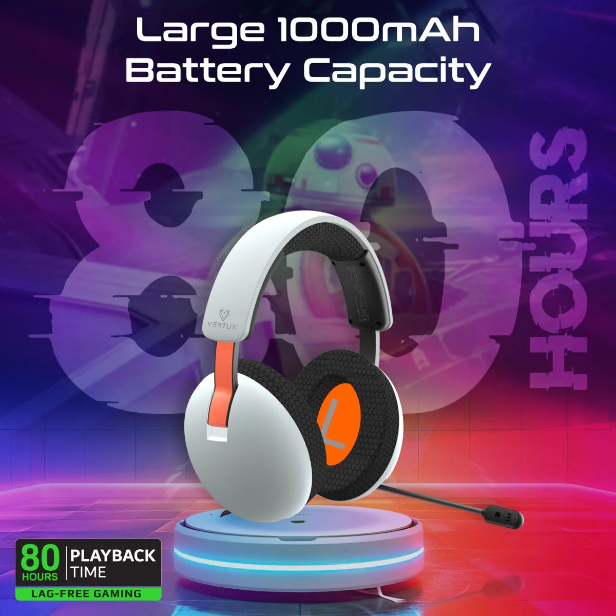 Vertux BB-8 High-Performance Tri-Mode Connectivity Gaming Headset with Retractable Microphone
