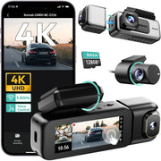 كاميرا سيارة ثلاثية القنوات BOTSLAB G980H، أمامية بدقة 4K + كاميرات خلفية وجانبية بدقة 1080P، تغطية 360°، شاشة لمس مقاس 3.18 بوصة، GPS، WiFi، رؤية ليلية ووضع الركن
