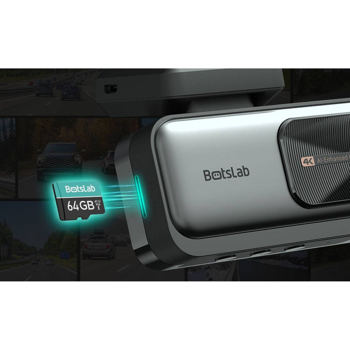 كاميرا داش كام ثنائية القنوات BOTSLAB G980H Pro، بدقة 4K أمامية و2K خلفية، مع GPS، وWi‑Fi بتردد 5.8 غيغاهرتز، ونظام ADAS، والتحكم الصوتي، ووضع الركن على مدار الساعة طوال أيام الأسبوع