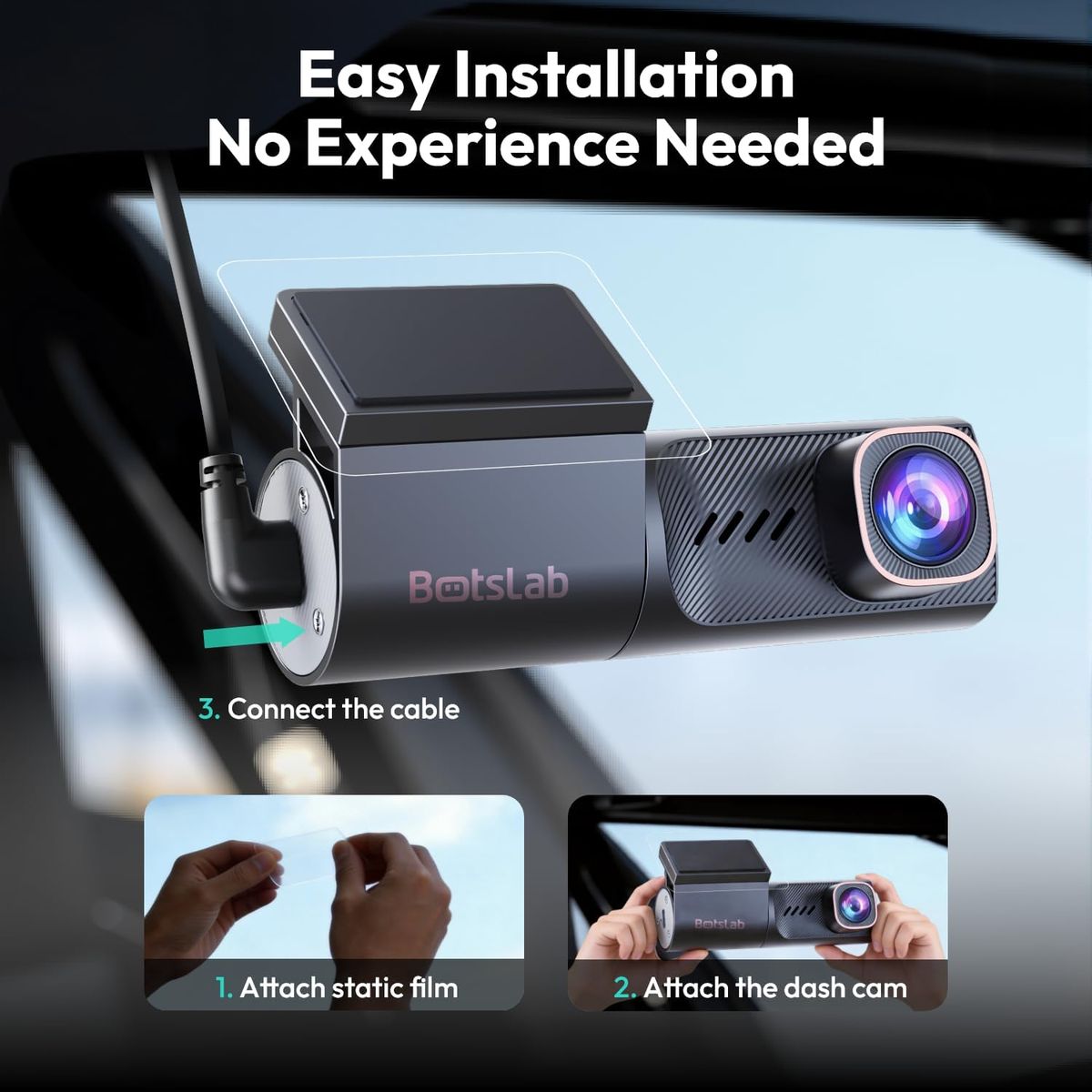 كاميرا داش كام BOTSLAB HK40 Plus بدقة 4K وقناة واحدة، بزاوية واسعة 150°، ورؤية ليلية، وتحكم صوتي، ومستشعر G، ووضع ركن السيارات على مدار الساعة طوال أيام الأسبوع
