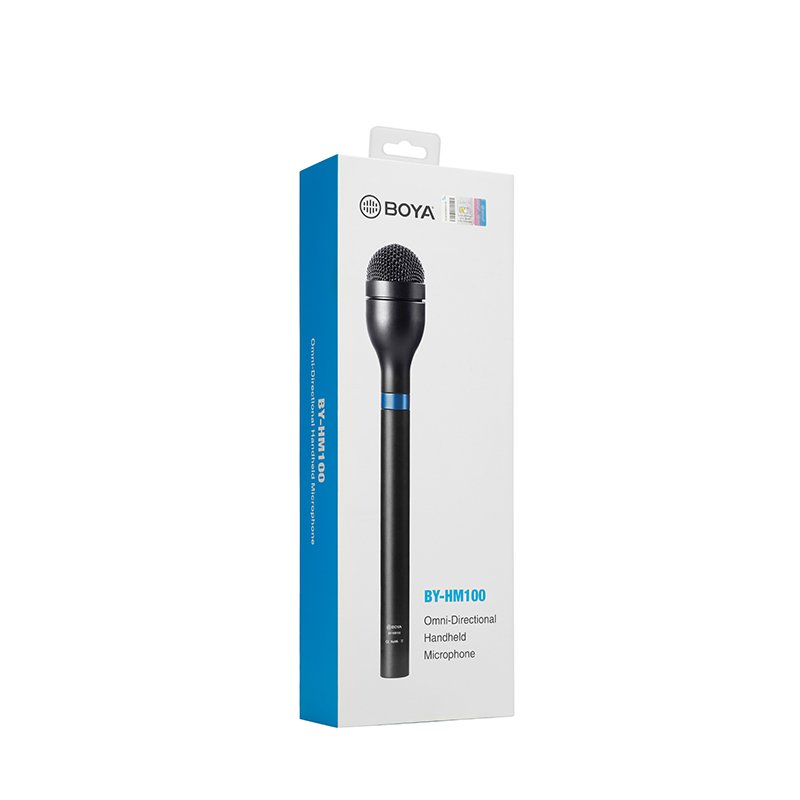ميكروفون BOYA BY‑HM100 ديناميكي محمول باليد متعدد الاتجاهات بمقبض طويل مقاس 15.6 بوصة - XLR، 70-15 كيلو هرتز، هيكل من الألومنيوم المتين، مناسب للمقابلات والتسجيلات الصوتية