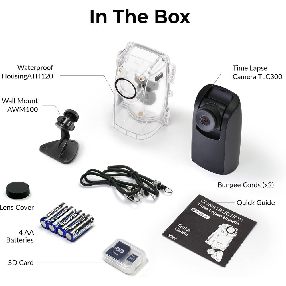 Brinno BCC300-M Time Lapse Camera Bundle – TLC300 1080p HDR Camera, Waterproof Housing, Wall Mount, 100-Day Battery Life, 118° Field of View