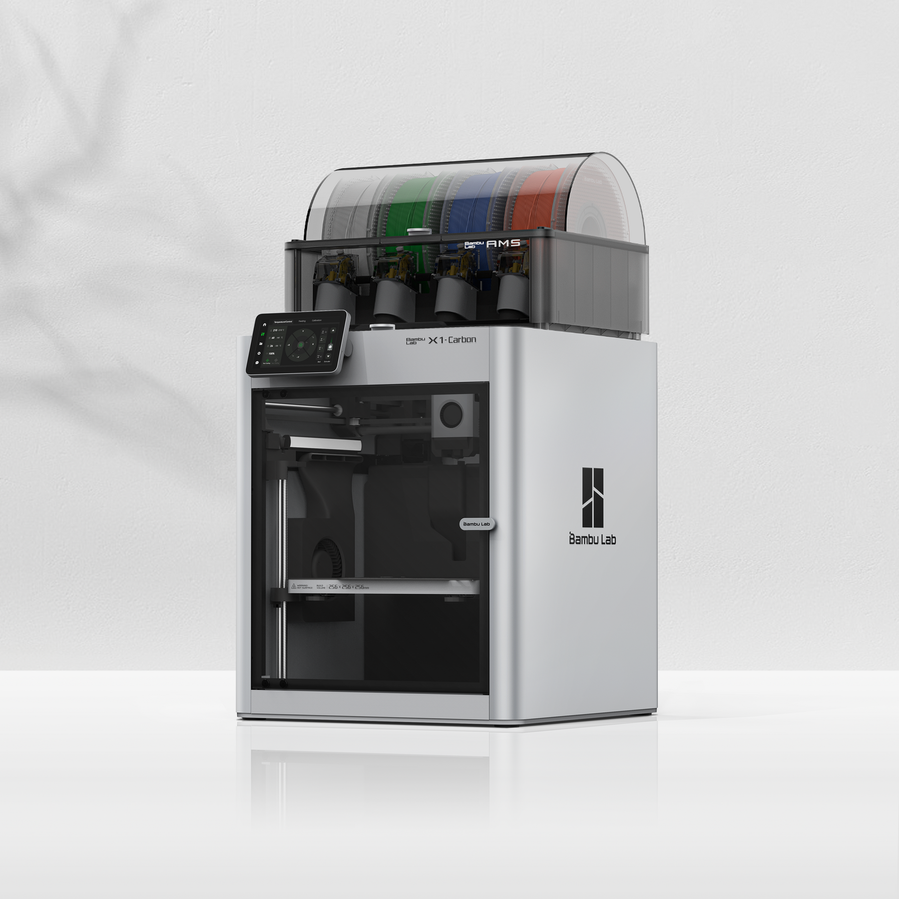 Bambu Lab X1 Carbon 3D Printer – 256×256×256 mm, All‑Metal Hotend 300 °C, 500 mm/s, Dual-LIDAR Auto-Level, AI Spaghetti Detection, 5″ Touchscreen