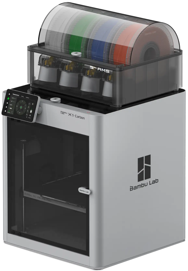 Bambu Lab X1 Carbon 3D Printer – 256×256×256 mm, All‑Metal Hotend 300 °C, 500 mm/s, Dual-LIDAR Auto-Level, AI Spaghetti Detection, 5″ Touchscreen