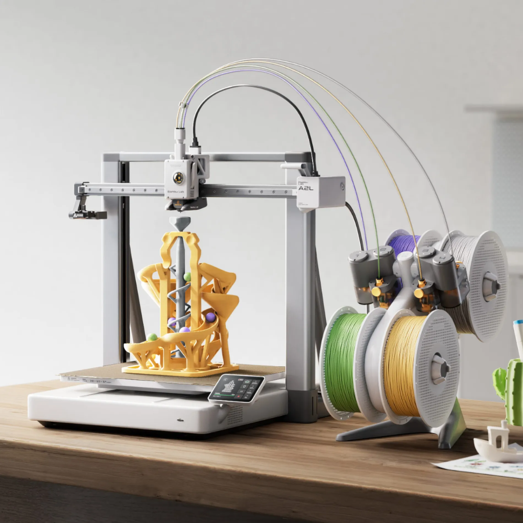 Bambu Lab A2L Combo 3D Printer with AMS Lite – 330 × 320 × 325 mm Build Volume, 500 mm/s Print Speed, 300°C Nozzle, Auto Calibration, 4-Color Multi-Color Printing, 1080p Camera