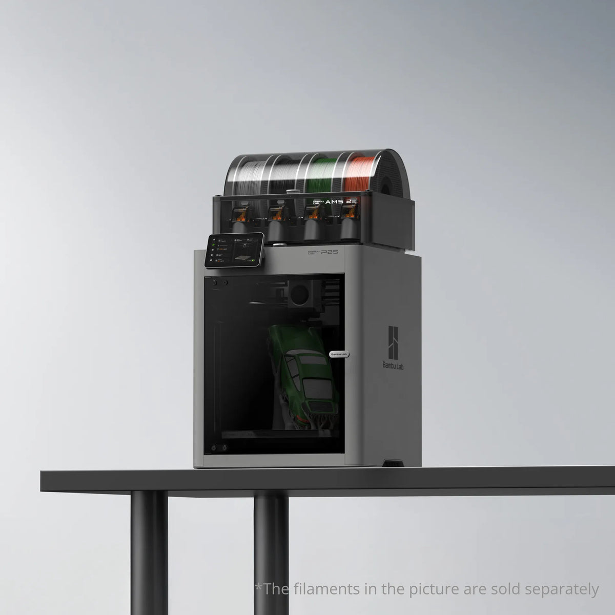 Bambu Lab P2S Combo 3D Printer with AMS 2 Pro, 256×256×256mm Build Volume, 600mm/s CoreXY, 300°C Hardened Steel Nozzle, 4-Color Multi-Material Printing, 65°C Filament Drying, 1080p AI Camera