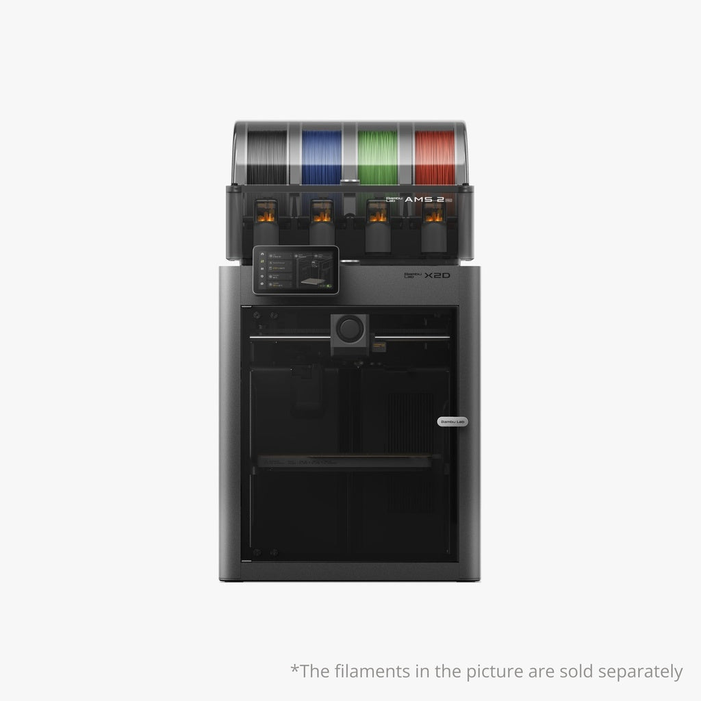 Bambu Lab X2D Combo 3D Printer with AMS – Dual-Nozzle Extrusion, 256 × 256 × 260 mm Build Volume, 300°C Hotend, 65°C Active Heated Chamber, AI Monitoring, Multi-Color & Multi-Material Printing