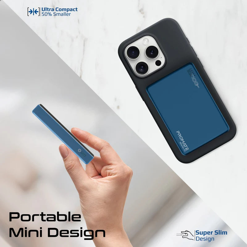 Promate Blade‑10 10 000 mAh MagSafe Power Bank – 15 W Wireless, 20 W USB‑C PD, Smart Indicator, Aluminum Sleek Design