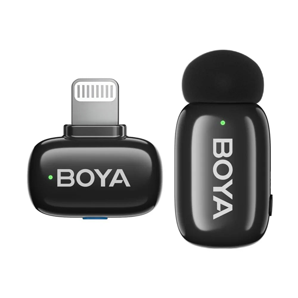 BOYA Mini-16 Ultra-Compact 2.4 GHz Wireless Microphone System – Lightning Connector for iOS, 48 kHz/16-Bit Audio, 6 h Battery