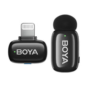 BOYA Mini-16 Ultra-Compact 2.4 GHz Wireless Microphone System – Lightning Connector for iOS, 48 kHz/16-Bit Audio, 6 h Battery