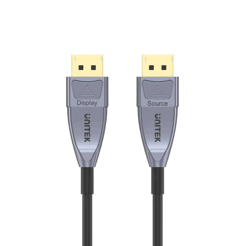 UNITEK UltraPro DisplayPort 1.4 Active Optical Cable – 32.4 Gbps, Supports 8K@60Hz / 4K@144Hz, Long-Reach (5-30m), Zinc Alloy Housing