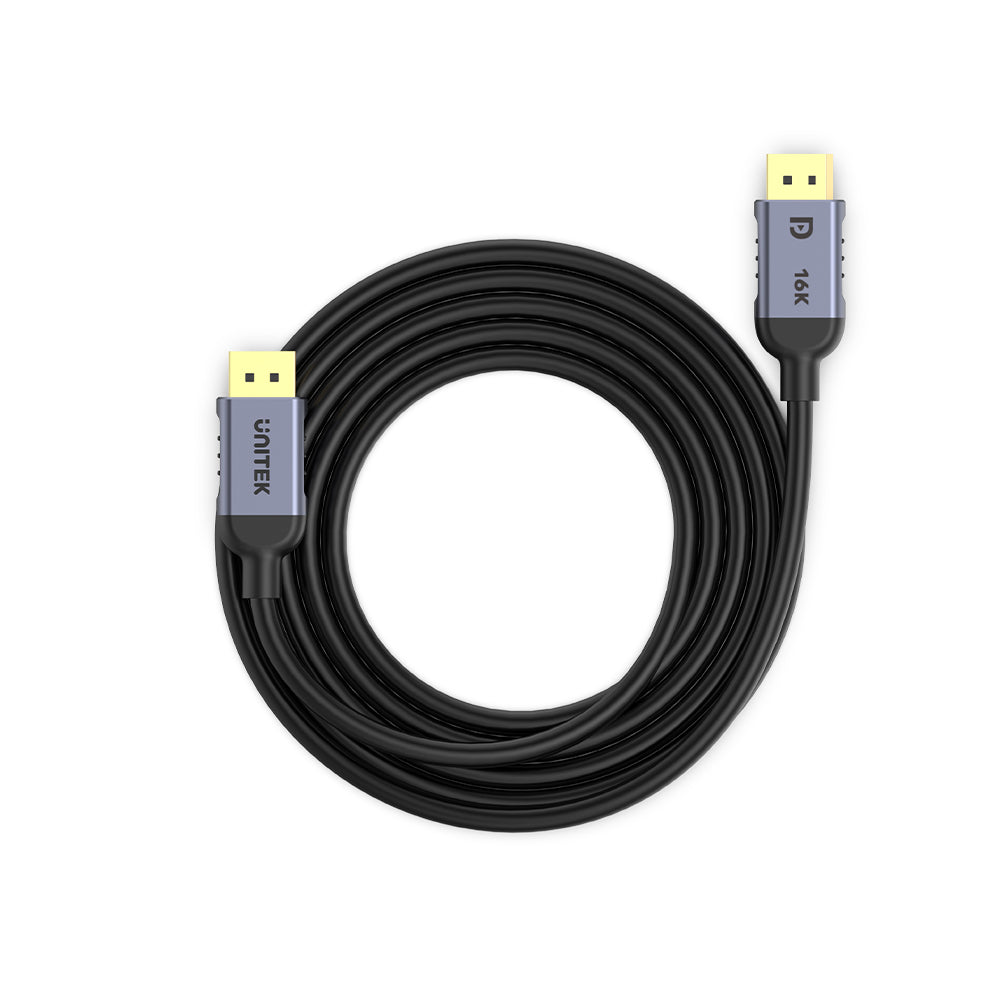 Unitek DisplayPort 2.1 Cable - 3M  – 8K@120Hz - 16K@60Hz - 80Gbps Bandwidth - Dynamic HDR - DSC 1.2a, HDCP 2.2 - Triple Shielding - Aluminium Alloy Housing