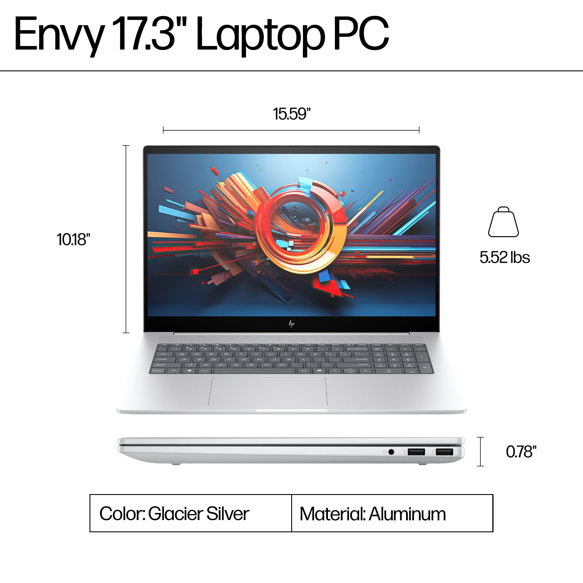 HP Envy 17T-DA0097NR Laptop - 17.3" FHD Touch Screen - Ultra 7 155H - 32GB RAM - 1TB SSD - RTX 3050 4GB - WIN 11 Home