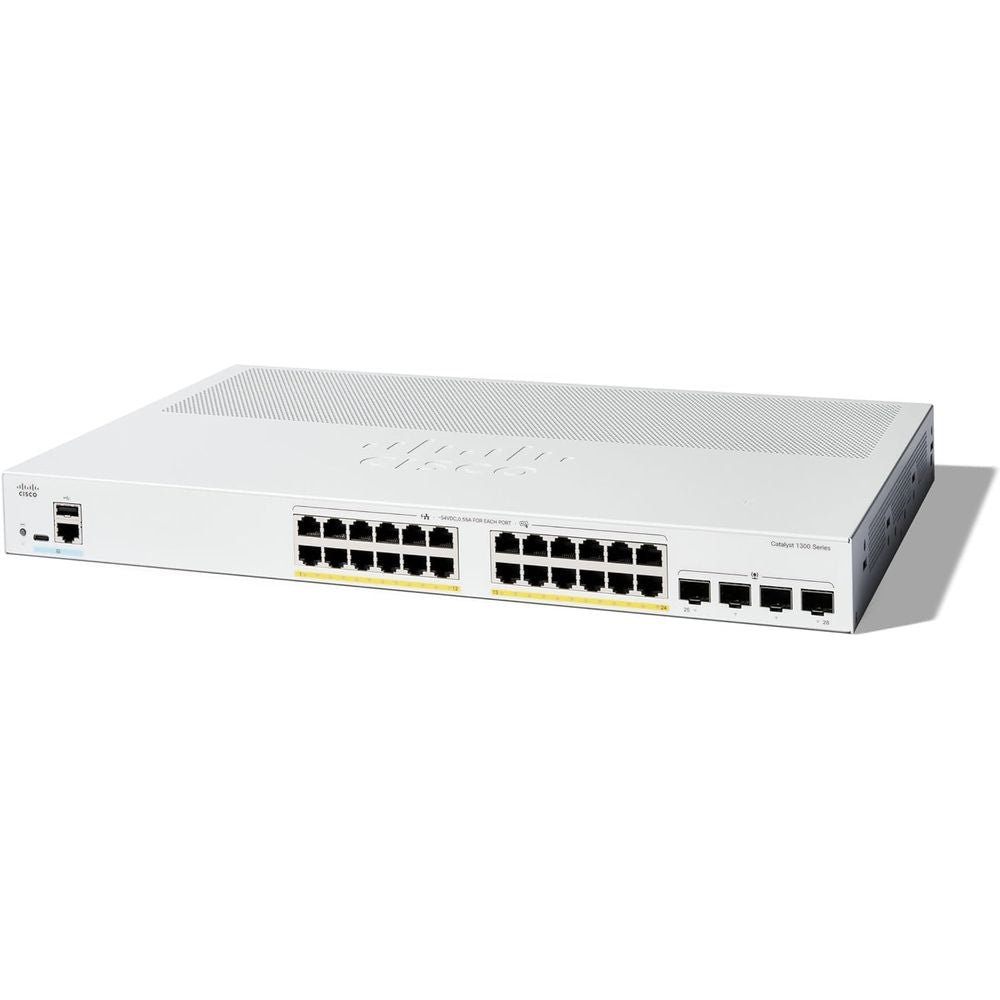 مفتاح Cisco Catalyst C1300-24P-4G المُدار، 24 منفذ GE، PoE، 4x1GE SFP، حماية محدودة مدى الحياة 