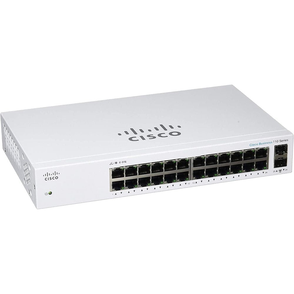 مفتاح Cisco Business CBS110-24T غير مُدار | 24 منفذ GE | 2x1G SFP مشترك | حماية محدودة مدى الحياة 