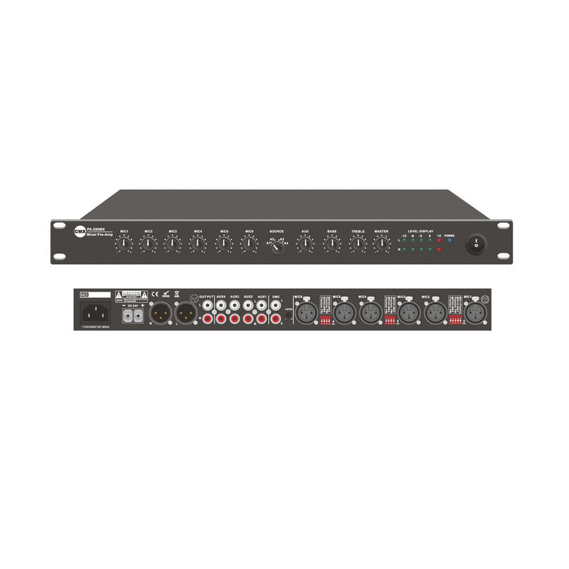 CMX Stereo 10 Channel Mixer, Mic1-6 XLR with phantom power, Line1-4, Balanced XLR stereo output