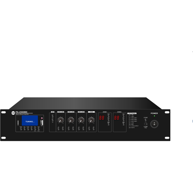 CMX 2 Zone Mixer Mixer Amplifier with USB/SD/FM/Bluetooth,  3 Mic, 2 Aux, 2 channel outputs of 100V/70V/4 Ohm/8 Ohm, RMS 500W+500W by two channels