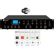 مضخم صوت CMX 500 واط، 6 مناطق، مزود بتقنية Wi-Fi، وبلوتوث، وUSB، وFM، وتطبيق للتحكم، ومخرجات مكبر صوت 100 فولت/70 فولت/4-16 أوم