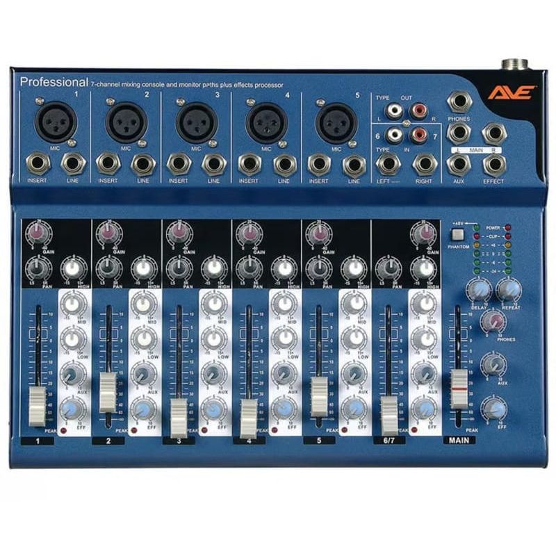 CMX Compact 7-Channel Mini Audio Mixer with USB MP3, 16 DSP Effects, 3-Band EQ, 48V Phantom Power for Live Sound & Installations