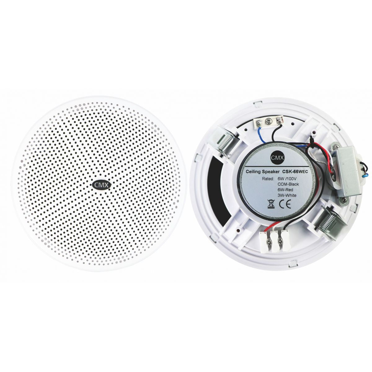 CMX CSK-66WE 6.5″ Waterproof Ceiling Speaker, 100V/70V, 6W/3W Taps, IP55, Spring-Clip Mount