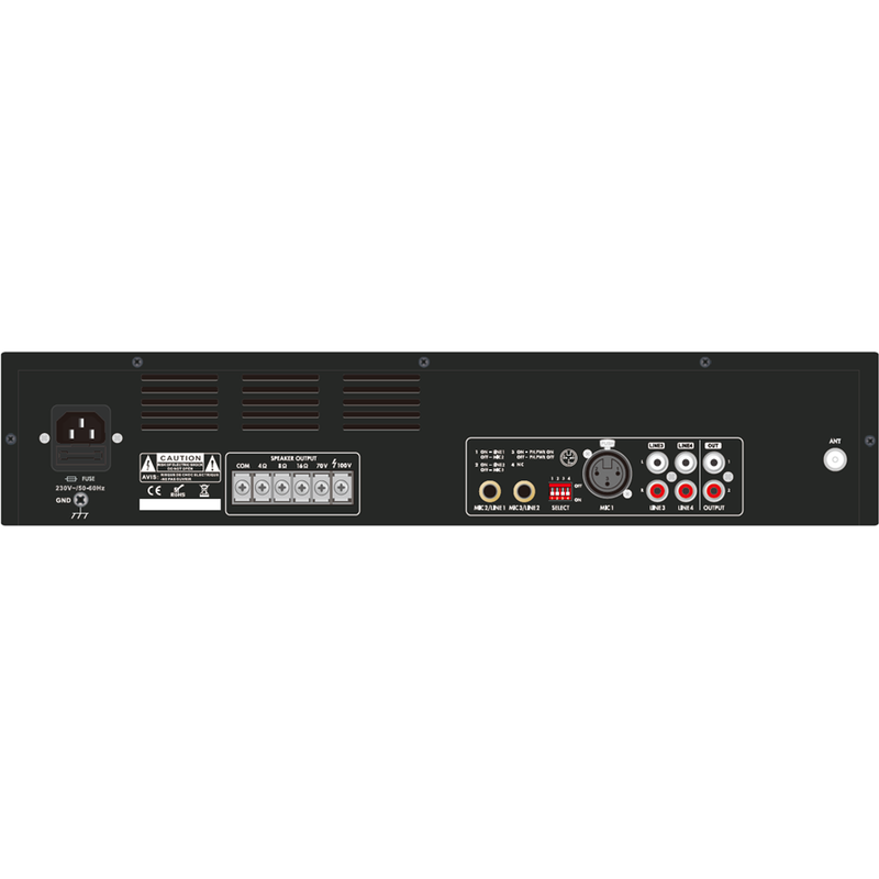 CMX 350W Economy Mixer Amp with Mp3/FM/SD/Bluetooth, 3 Mic, 2 Aux, 70V/100V/4-16ohms.