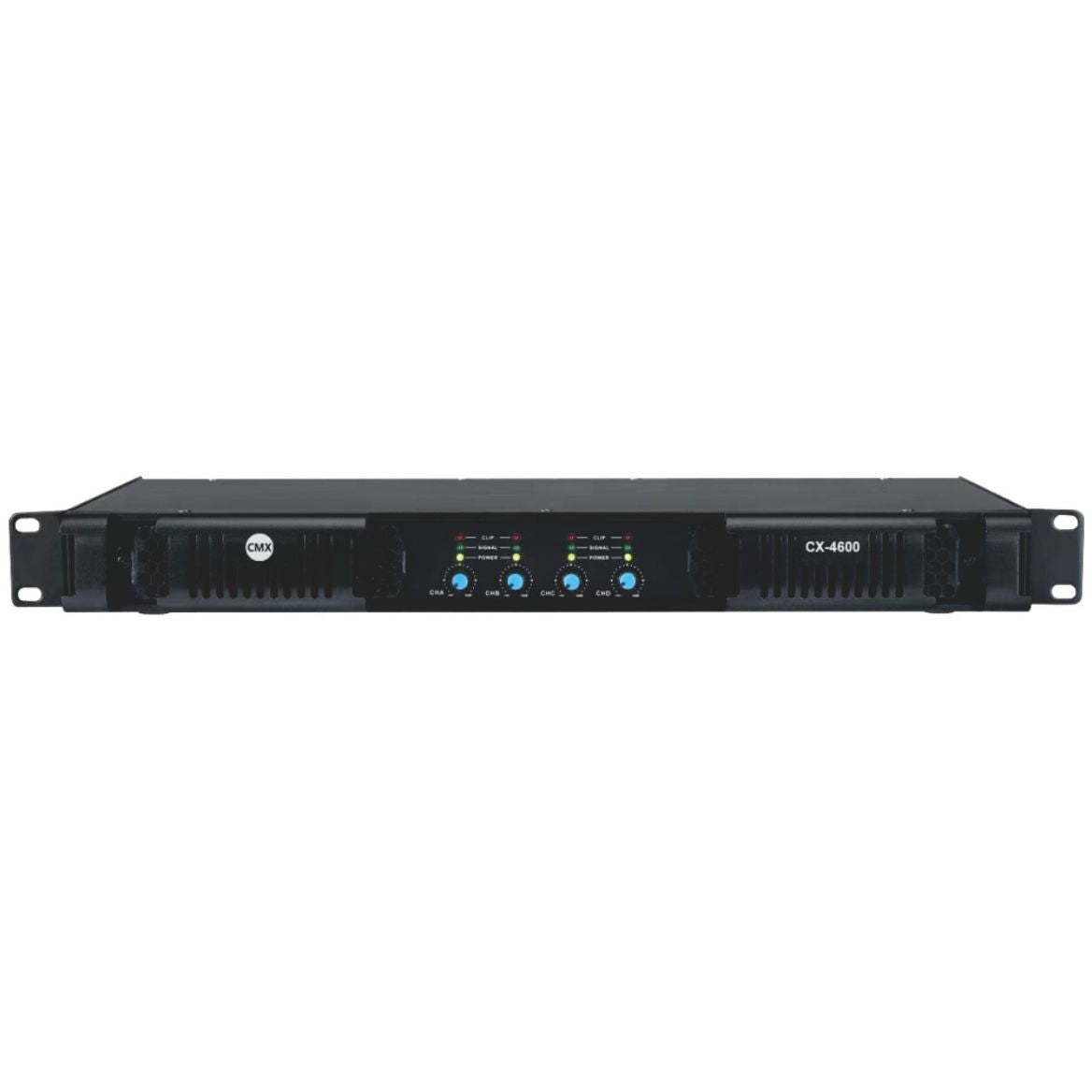 CMX CX-4800 Professional Class D Power Amplifier – 4x800W @ 8Ω, 4x1300W @ 4Ω, LCD Display, PFC, 1U Rackmount for Pro Installations