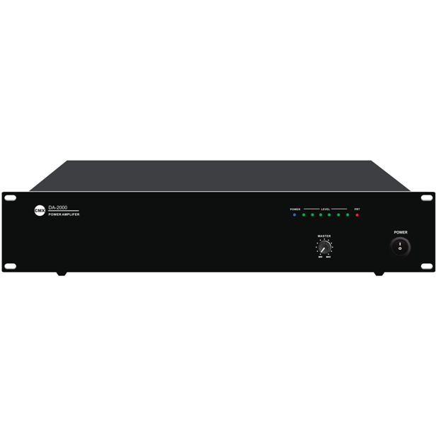 CMX DA-2000 High-Wattage PA Power Amplifier, 2000W, 100V/70V & 4–16Ω, XLR In/Link, 19″ 2U Rack