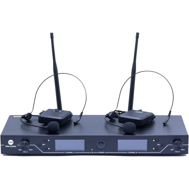 CMX CMX UHF Wireless Microphone System – Dual Channel with Headset Mic ...