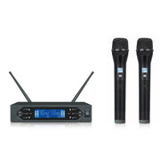 CMX UHF Wireless Microphone System – Dual Channel with Handheld Mic, Adjustable Frequency, Long Range, LCD Display