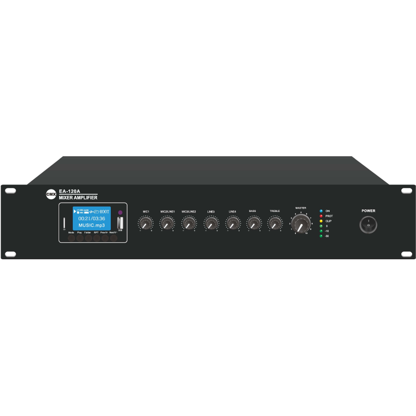 CMX PA Basic Bundle, CMX EA-240AW Wi-Fi Internet Streaming Mixer Amplifier,  CMX WSK-420 4″ two-way wall mount speaker,  CMX TM-300D tabletop dynamic microphone, DAZTEK SPEAKER CABLE 100M
